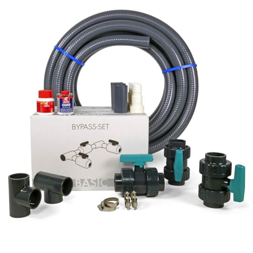 Bypass-Set Complete inkl. Zubehör | Wärmepumpe Solarheizung Heizpumpe Anschluss Ø 50 mm Ø 38 mm | Schwimmbad Pool Steuerung Wasserzufuhr Temperaturregulierung Durchfluss Teich-BAU Flexrohr Schlauch