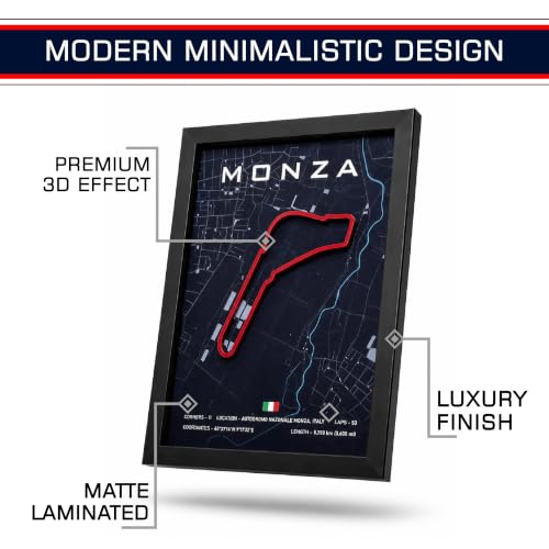 Image of CodersParadise Monza Racing Circuit 3D Wall Art Frame - Layered Motorsport Track Wall Decor for Bedroom, Gaming Room, Office, Garage, Study & Racing Fan Home Decoration.