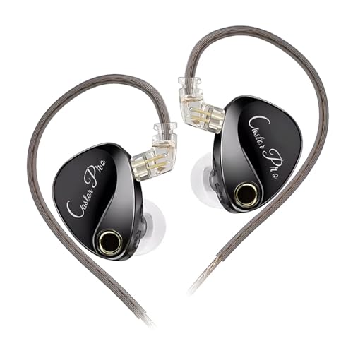 KZ Castor Pro in Ear Monitor, Dual 10mm Dynamic Driver, Harman Target Improved Bass for Hi-Res Audio Quality, 4 Tuning Switch, Oxygen Free Copper Flat