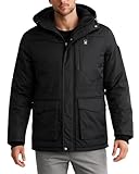 Spyder Mens Winter Coats - Polar Fleece Jacket Parka Down Winter Coat Wind Resistant Waterproof Hooded Jackets for Men, Size Small, Black