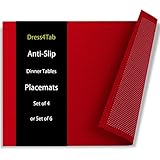Dress4Tab Anti-Slip Placemats for Dinner Table Set of 6, Machine Washable Indoor & Outdoor Rectangle...
