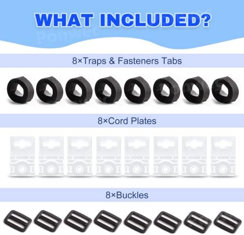 24PCS Pool Solar Cover Reel Attachment Straps Kit for In Ground Swimming Pool Solar Blanket Cover Reels Straps Solar Blanket Straps Including 8 Nylon Straps with Tabs, 8 Cord Plates,8 Buckles