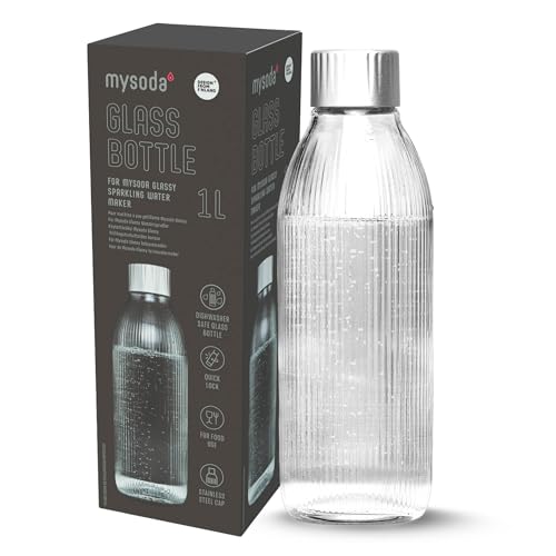Mysoda Glasflasche KOMPATIBEL NUR MIT Mysoda Glassy Wassersprudler, 1 Liter