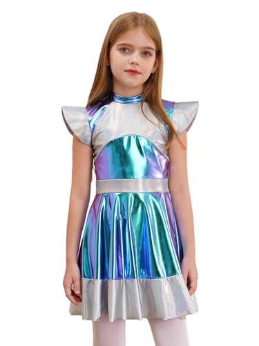 Disfraz de niña alienígena plateado para cosplay miniatura 3