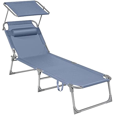 SONGMICS Tumbona Reclinable con Reposacabezas y Sombrilla Cover