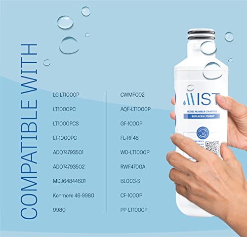Mist Lt1000P Water Filter Replacement, Compatible With Lg Models: Adq747935, Mdj64844601, Lmxs28626D, Lt1000Pc, Lt-1000Pc Kenmore 46-9980, 469981, 1 Pack #TOP3