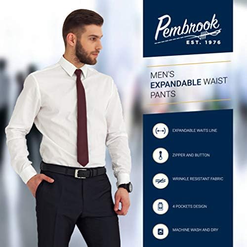 Pembrook Mens Dress Pants Expandable Waist Dress Slacks for Men