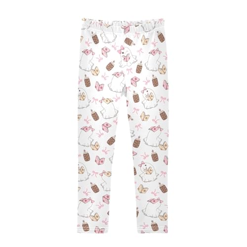 Bookish Ghost Girls Leggings,Workout Leggings for Girls Toddler Athletic Legging Size for 3-10T