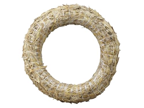 Couronne de paille Ø 50 cm – Forme de paille naturelle pour couronnes, décorations de porte et art floral – Ébauche de paille fabriquée à la main pour Noël, Pâques et idées de bricolage saisonnières