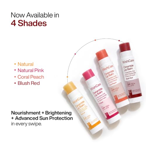 Image of WishCare Tinted Lip Balm SPF 50 PA++++ | Brightening Lip Balm for Dark Lips | In-Vivo Tested | Kojic Acid & Niacinamide | For Women | 5g (Blush Red)