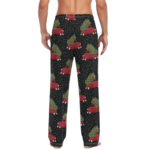 Christmas Red Truck Tree Gift Pajama Pants Winter Vintage Pickup CarLounge Sleepwear PJs Men's Pajama Bottoms Sleep Pants S2