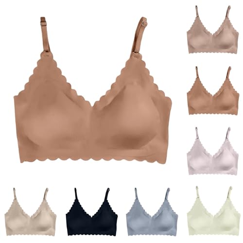 Wireless Push Up Bra with Support and Lift Seamless Jelly Bras Coffee Large - image 1