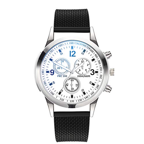 Reloj digital minimalista de cuarzo inoxidable con esfera para hombre, D, talla única