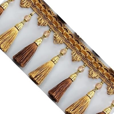 Elegant Beaded Tassel Fringe Trim - 1 Meter Decorative Sewing Ribbon for DIY Crafts, Lampshades, and Tablecloths(Yeiiow)