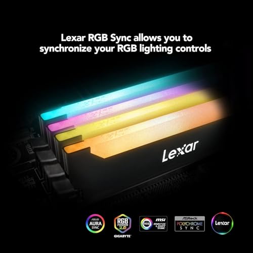 Image of Lexar Hades RGB DDR4 RAM 32GB Kit (2x16GB) 3600 MHz, 288-Pin U-DIMM Desktop, LED Lightning DRAM Gaming, JEDEC /XMP 2.0 High Performance Computer (LD4BU016G-R3600ADLH)