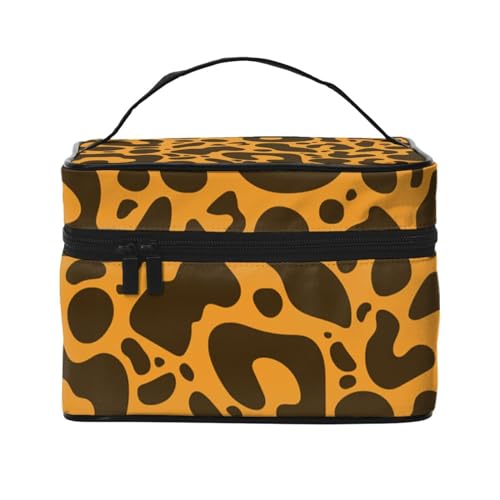 Beauty case organizer grande borsa da viaggio con stampa di caramelle rosa con cerniera per donne e truccatori quadrata portatile Motivo leopardato. Taglia unica