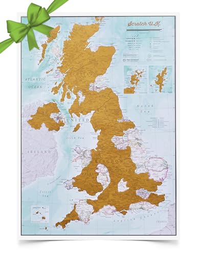Länderkarte Großbritannien zum Rubbeln mit Geschenkhülse - Maps International - Das perfekte Geschenk für alle Reisen - Kartografisches Detail mit Ländern - und Ländergrenzen - 59 x 42 cm
