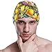 susiyo Lemon Flowers Butterfly Mens Swim Caps Polyester Swimming Hat for Adult and Youth