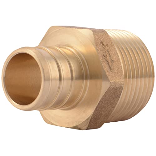 Image of SharkBite 3 /4 Inch Crimp MNPT Male Adapter, Brass Plumbing Fitting, PEX Pipe, Copper, UC134LFA