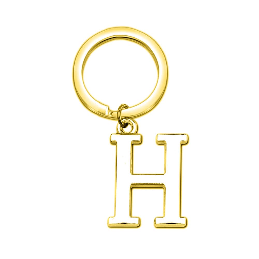 Rohans Keyring Letter - Initial Alphabet Key Ring Charm Silver and Gold (Gold, H)