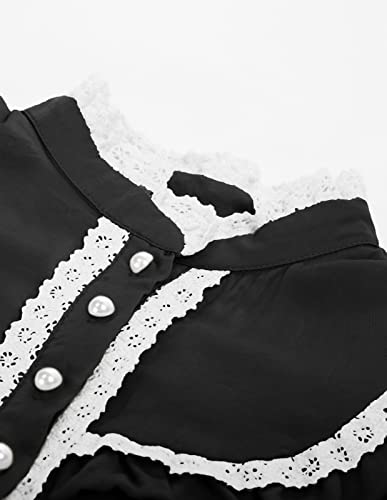 Image of Scarlet Darkness Girls Dresses Long Sleeve Casual High Neck Girl Dress Children Kids Ruffle Trim Outfit