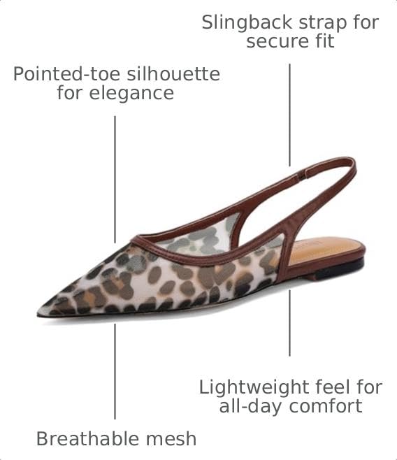Image of Slingback Flats for Women Stylish Pointed Toe Design with Comfortable Mesh Material for Breathable Party Dress Elegant Shoes