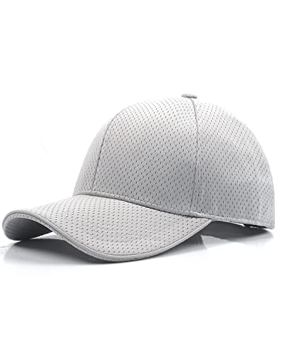 Zylioo Gorra de malla de béisbol XXL de gran tamaño, gorra estructurada grande para papá, gorra de verano ajustable y transpirable, Gris,claro, XL/XXL