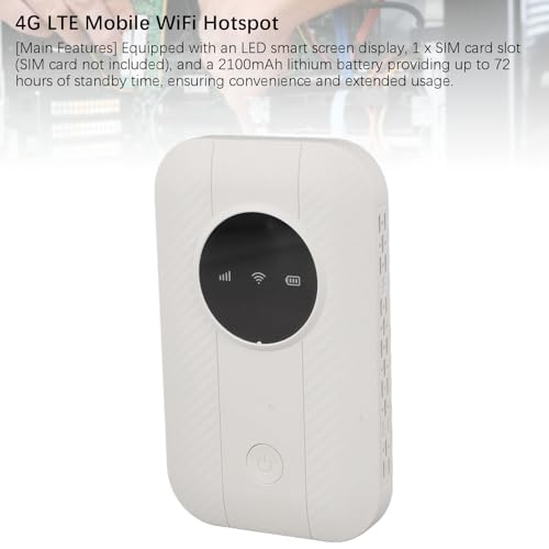 Image of 4G LTE Travel Router with 72 Hour Standby Time and LED Display. Portable WiFi Hotspot with SIM Slot for Laptops and Tablets in Europe and Asia