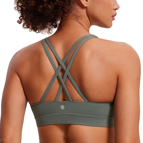Image of CRZ YOGA Naked Feeling Strappy Sports Bras | Medium Support, Removable Pads, Yoga, Sleek, Scoop Neck, for Women