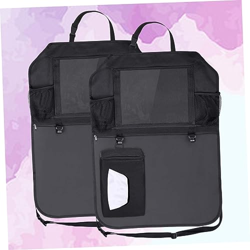 Organisateur de siège auto housse protection arrière et rangement noir avec crochets - 4