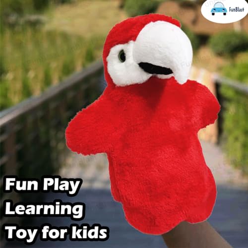Image of FunBlast Plush Hand Puppets for Kid - Animals Hand Puppet Toys, Soft Hand Puppets for Kids, Story Telling Puppet for Kids, Fun Play Learning Toys (Red Parrot)