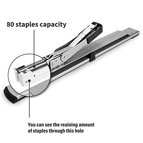 Deli Long Reach Stapler Jam Resistant Booklet Stapler for Book Binding, Art Journaling - Silver (2024 Gifts)
