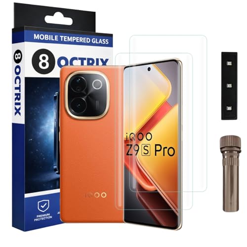 Image of Curved UV Tempered Glass Screen Protector for IQOO Z9S Pro | Transparent | Pack of 2 | Full Screen Coverage with UV Installation Kit