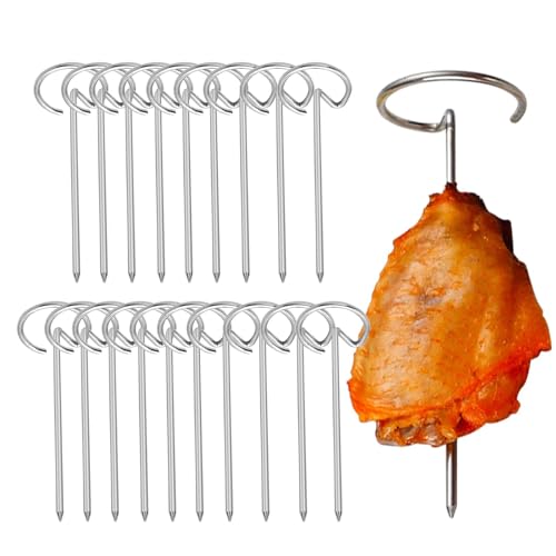 Brochetas de metal para barbacoa de acero inoxidable, 40 piezas de brochetas de metal para freidora de aire, pinchos de barbacoa verticales, pinchos de acero inoxidable, brochetas de barbacoa asada,