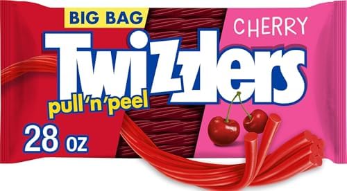 TWIZZLERS Pull 'N' Peel Cherry Licorice Style Candy Big Bag, 28 oz