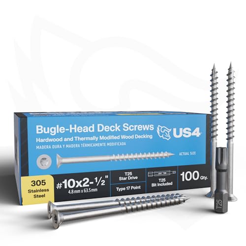 #10 x 2.5 pulg tornillos cabeza plana acero inoxidable