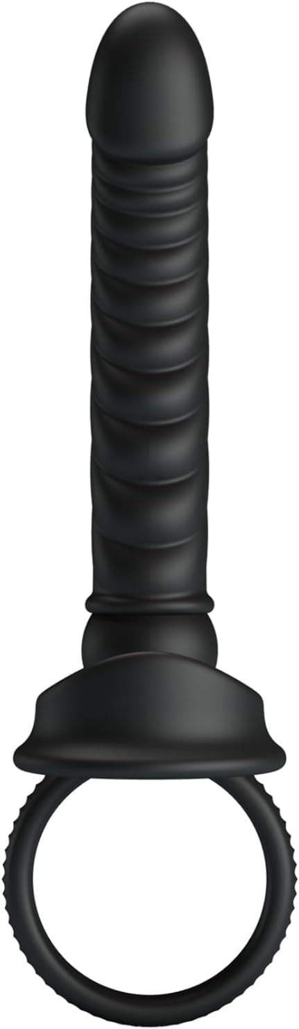 Silicone Vibrating Dildo with Dual Cock Rings Couples Dildo Adult Sex Toy