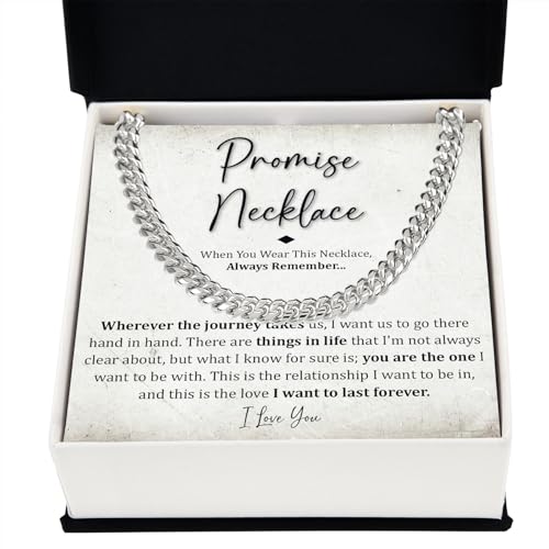 Promise Necklace For Him, Promise Necklaces Gift For Boyfriend, Birthday Valentines Jewelry Gifts For Man, Husband Cuban Chain Necklace From Wife, Anniversary Necklaces For Boyfriend2