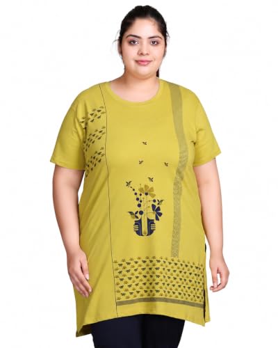 Image of In Love Women's Plus Size Printed Cotton Long-Line T-Shirt with Pocket | Cotton fabric - soft longline T-shirt with easy plus-size fit