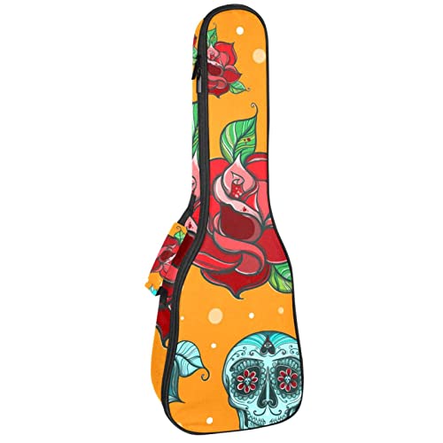 Housse ukulélé soprano rembourrée 10mm anti-choc au motif rock et fleuri