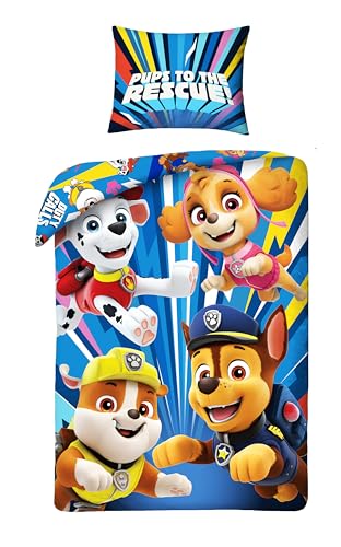 Paw Patrol Single Duvet Cover Set Reversible Kids Bedding Set Blue | Soft Microfibre Quilt Cover & Pillowcase | Boys & Girls Bedroom Set | Pups to the Rescue Design (Single)