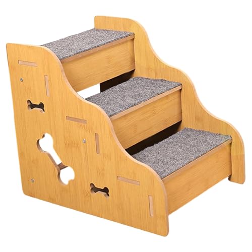 FLCPJGV Dog Stairs Pet Ladder Non Ramp MDF Board Material Suitable for Small Dogs Senior Cats Pets Bedroom Living Room Bed Couch Car, 3 Step