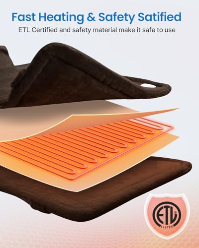 Image of RENPHO King Size Heating Pad for Back, Birthday Gifts for Mom Wife Men, FSA Eligible, 24 inchx37 inch XL Large Weighted Electric Heat Pad for Neck and Shoulders, ETL Certified, Dark Brown