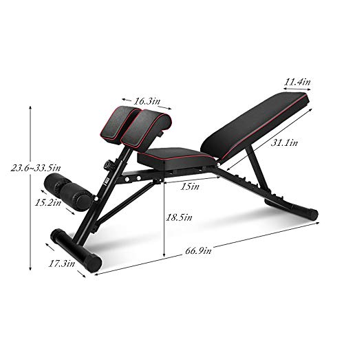 Adjustable Weight Bench, Multi-Functional Dumbbell Bench, Sit Up Workout Incline Bench, Strength Training Bench for Home Gym, PSBB004