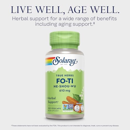 Image of SOLARAY Fo-Ti Capsules - Chinese Herbal Supplement for Men & Women, Support for Herbal Wellness, Vegan, Non GMO, & Lab Verified, 610 mg - 100 Servings, 100 Veg Caps