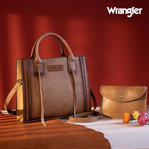Image of Wrangler Tote Bag for Women Western Cowhide Purse and Wallet Set