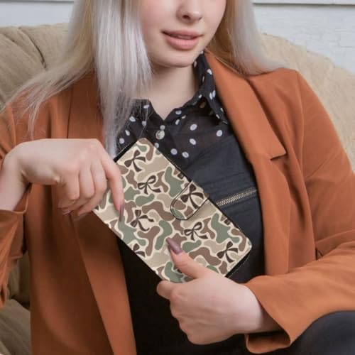 Image of COEQINE Ladies Wallets Pink Leopard Heart Black Printed Leather Phone Long Clutch Purses Check Coin Change Holder