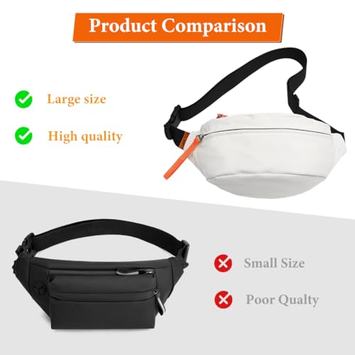 Image of GUSTAVE Waist Bags for Men Women, Fanny Pack Women Cross Body Bag Mens Nylon Shoulder Bag, Money Bag for Commuting, Travel, Outdoor Activities, Cycling(white)