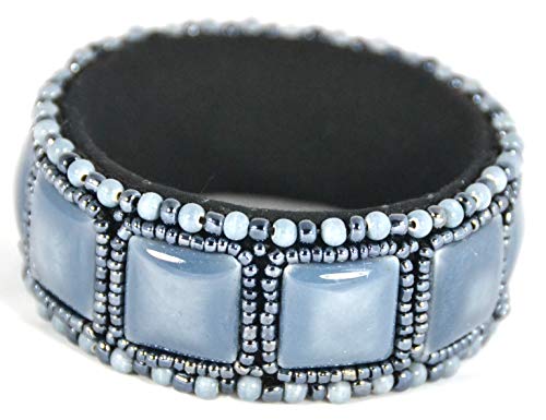 Bangle en porcelaine gris foncé et bracelet fantaisie perles pour femme tendance
