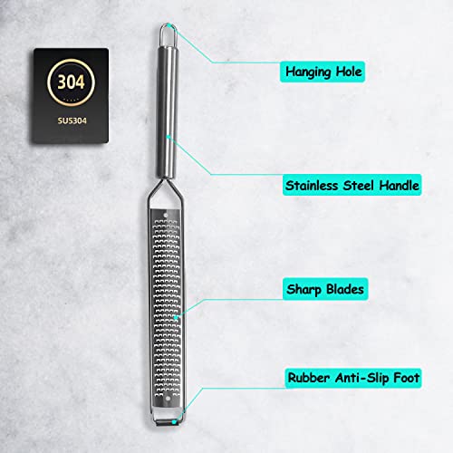 Vovoly Lemon Zester, Cheese Grater, Parmesan Cheese, Ginger, Garlic, Nutmeg, Chocolate, Citrus, Lime Zester & Grater, Kitchen Tool With Razor-Sharp Stainless Steel Blade #TOP1